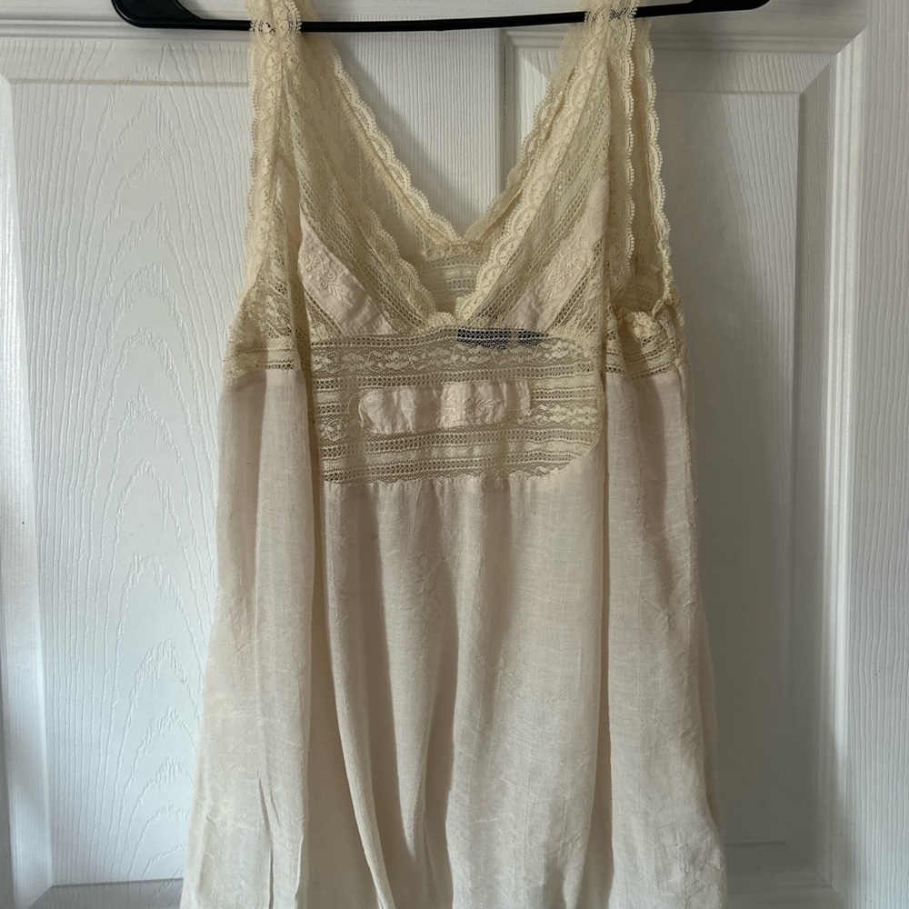 Cream Lace Trim Tank